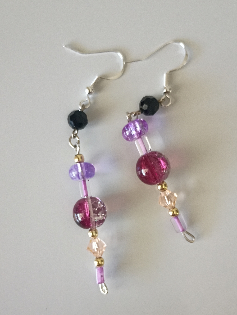 Handcrafted Earrings Featuring Swarovski Crystals And Crackled Glass Beads
